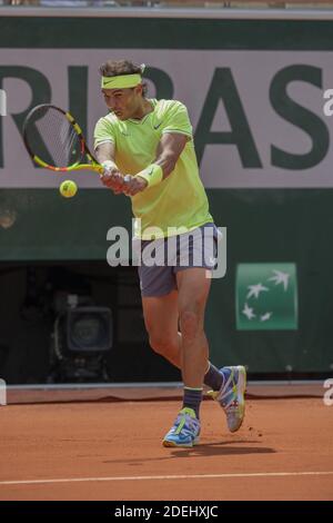 Der Spanier Rafael Nadal in Aktion während des Männer-Einzel-Spiels beim French Open Tennisturnier im Roland Garros Stadion in Paris, Frankreich, am 27. Mai 2019. Foto von ABACAPRESS.COM Stockfoto