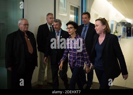 Rachida Dati, Mitglied der französischen rechten Partei Les Republicains (LR), spricht zu Journalisten, als sie nach einer Sitzung des Parteibüros am 27. Mai 2019 im Sitz der LR in Paris nach den Europawahlen abreist. Foto von Raphael Lafargue/ABACAPRESS.COM Stockfoto