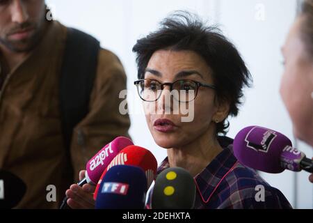 Rachida Dati, Mitglied der französischen rechten Partei Les Republicains (LR), spricht zu Journalisten, als sie nach einer Sitzung des Parteibüros am 27. Mai 2019 im Sitz der LR in Paris nach den Europawahlen abreist. Foto von Raphael Lafargue/ABACAPRESS.COM Stockfoto