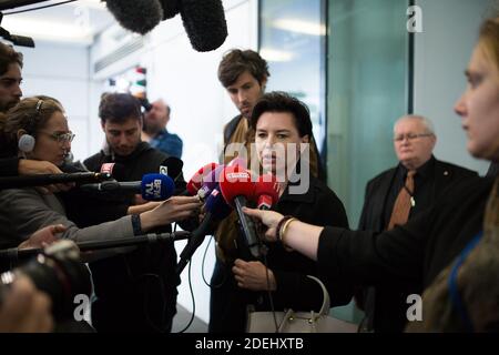 Laurence Sailliet, Sprecherin der französischen Rechten Les Republicains (die Republikaner, LR), spricht zu Journalisten, als sie nach einer Sitzung des Parteibüros am 27. Mai 2019 im Sitz der LR in Paris nach den Europawahlen abreist. Foto von Raphael Lafargue/ABACAPRESS.COM Stockfoto