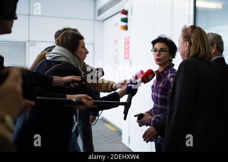 Rachida Dati, Mitglied der französischen rechten Partei Les Republicains (LR), spricht zu Journalisten, als sie nach einer Sitzung des Parteibüros am 27. Mai 2019 im Sitz der LR in Paris nach den Europawahlen abreist. Foto von Raphael Lafargue/ABACAPRESS.COM Stockfoto