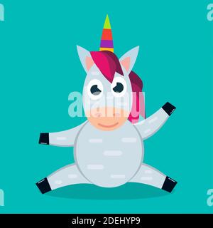 Niedliche Einhorn sitzen Vektor-Illustration Stock Vektor