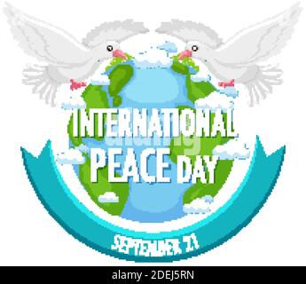 Internationl Peace Day Logo oder Banner mit weißer Taube Die weltweite Illustration Stock Vektor