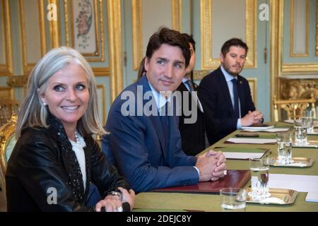 Der kanadische Premierminister Justin Trudeau nimmt am 7. Juni 2019 an einem Treffen mit dem französischen Präsidenten Emmanuel Macron im Elysée-Palast in Paris Teil. Foto von Pierre Villard/Pool/ABACAPRESS.COM Stockfoto