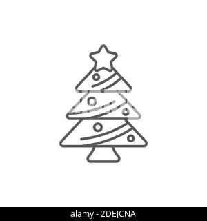 Weihnachtsbaum Symbol, Farbe, Linie, Kontur Vektor-Zeichen, lineare Stil Piktogramm isoliert auf weiß. Symbol, Logo-Illustration. Stock Vektor