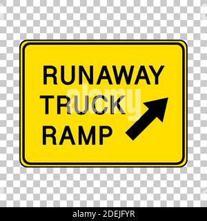 Runaway LKW Rampe Warnschild isoliert auf transparentem Hintergrund Abbildung Stock Vektor