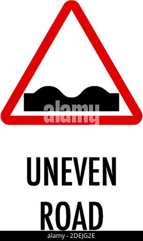 Unebenes Straßenschild auf weißem Hintergrund Abbildung Stock Vektor