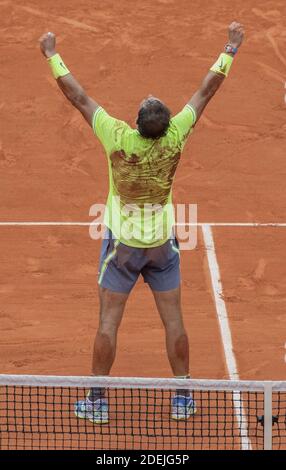 Rafael NADAL aus Spanien in Aktion beim Finale des französischen Tages der offenen Tennismeisterschaften 15 in der Roland-Garros Arena am 09. Juni 2019 in Paris, Frankreich. Foto von ABACAPRESS.COM Stockfoto