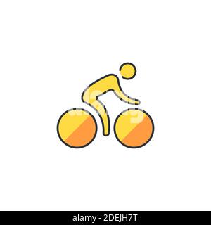 Radsport Symbol, Farbe, Linie, Kontur Vektor-Zeichen, lineare Stil Piktogramm isoliert auf weiß. Symbol, Logo-Illustration. Stock Vektor