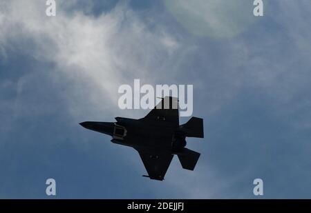 Ein F-35-Kampfflugzeug fliegt am 12. Juni 2019 in Washington DC über das Weiße Haus, als US-Präsident Donald Trump mit dem polnischen Präsidenten Andrzej Duda zusammentreffen.Foto: Olivier Douliery/ABACAPRESS.COM Stockfoto