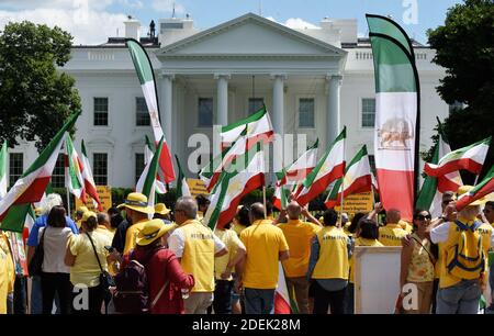 Die Organisation der Iranischen Amerikanischen Gemeinschaften marschieren am 21. Juni 2019 vor dem Weißen Haus in Washington, DC, um die "Anerkennung des Rechts des iranischen Volkes auf Regimewechsel" zu fordern. .Foto von Olivier Douliery/ABACAPRESS.COM Stockfoto