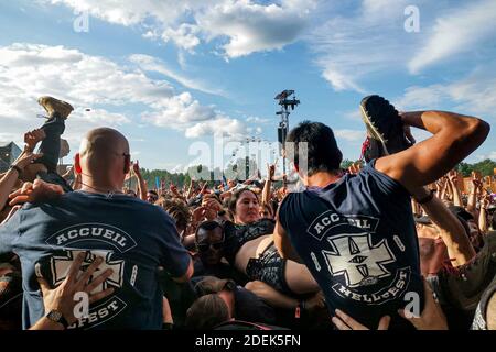 Allgemeine Atmosphäre beim Hellfest Open Air Festival am 23. Juni 2019 in Clisson, Frankreich Foto von Julien Reynaud/APS-Medias/ABACAPRESS.COM Stockfoto