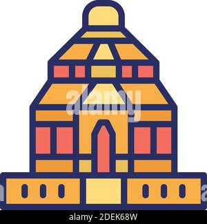 Konark Sun, Temple, India, mandir voll editierbare Vektorsymbole Stock Vektor