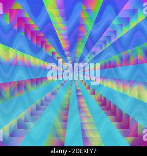 Ein abstraktes irisierendes Hintergrundbild mit Burst-Form. Stockfoto