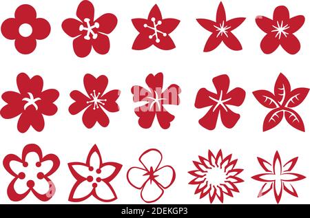 Set von Blumen Vektor Design-Elemente in rot isoliert auf weißem Hintergrund. Stock Vektor