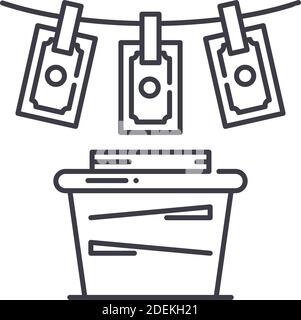 Geldwäsche-Konzept-Symbol, lineare isolierte Illustration, dünne Linie Vektor, Web-Design-Zeichen, skizzieren Konzept-Symbol mit editierbaren Strich auf weiß Stock Vektor