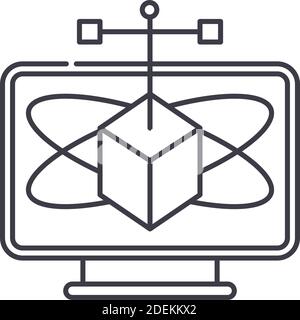 Modellierungssymbol, lineare isolierte Illustration, dünner Linienvektor, Webdesign-Zeichen, Umrisskonzept-Symbol mit bearbeitbarer Kontur auf weißem Hintergrund. Stock Vektor