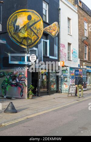 Picky Wops Pizzeria in Brick Lane, Spitalfields, London, England, Großbritannien Stockfoto