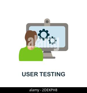 Flaches Symbol für Benutzertests. Einfaches Element aus der Projektmanagementsammlung. Creative User Testing Symbol für Web-Design, Vorlagen, Infografiken und vieles mehr Stock Vektor