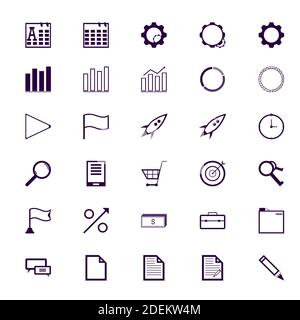 Set von 30 Business und Office Web-Icons in flachem Design. Business und Finanzen Symbole Sammlung Stock Vektor