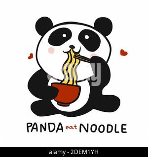 Panda essen Nudel Cartoon Vektor Illustration Stock Vektor