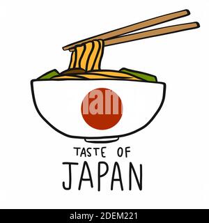 Ramen (japanische Nudel) Geschmack von Japan Cartoon-Vektor-Illustration Stock Vektor