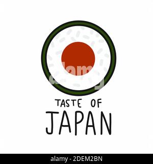 Sushi-Rolle Geschmack von Japan Cartoon-Vektor-Illustration Stock Vektor