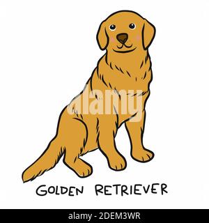 Golden Retriever Hund Cartoon Vektor Illustration Stock Vektor