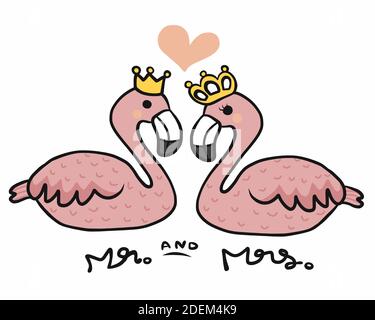 Mr. Und Mrs. Flamingo Cartoon Vektor Illustration Stock Vektor