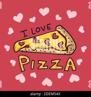 Ich liebe Pizza Cartoon Vektor Illustration Stock Vektor