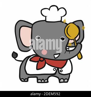 Elefant Koch Cartoon Vektor Illustration Stock Vektor