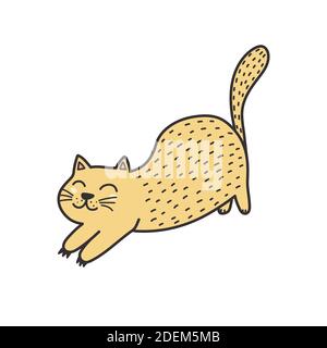 Cute Ingwer Katze Stretching isoliert Element. Katzencharakter Stock Vektor