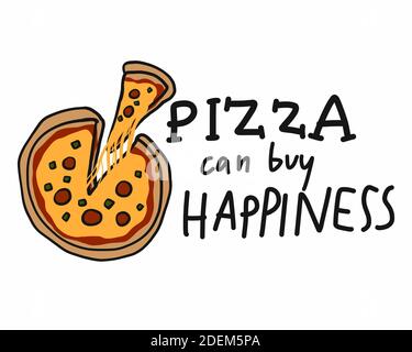 Pizza kann Glück Cartoon Vektor Illustration Doodle Stil kaufen Stock Vektor