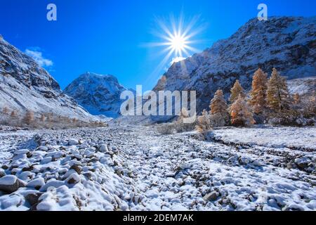 Geographie / Reisen, Schweiz, Wallis, Mt. Collon, 3637 m, Arolatal (Arolla Valley), zusätzliche-Rechte-Freigabe-Info-nicht-verfügbar Stockfoto