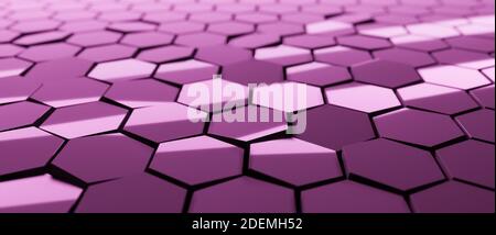 Abstrakter blauer Hintergrund, Sechsecke oder Waben, 3D CGI Rendering, sechseckige Tapete, Netzwerk-Verbindungskonzept, geometrische Illustration Design Stockfoto