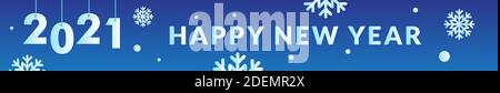 Nachtblau Konzept von 2021 Happy New Year Plakaten mit Schneeflocken-Formelement. Banner Design Vorlage für Feier und Saison Dekoration. Minimal Stock Vektor