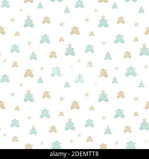 weihnachtsbäume Doodle nahtlose Vektor-Muster Stock Vektor