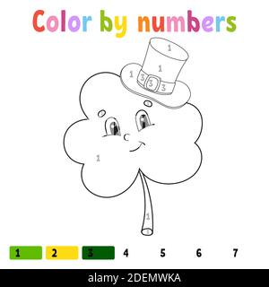 Farbe nach Zahlen. Bild für Kinder. Vektorgrafik. Zeichentrickfigur. Von Hand gezeichnet. Arbeitsblattseite für untergeordnete Elemente. Isoliert auf weißem Hintergrund Stock Vektor