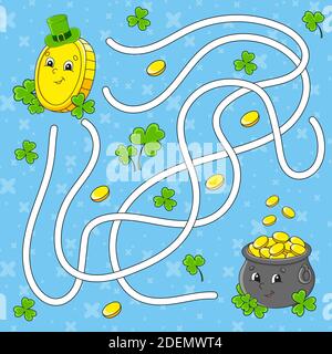 Labyrinth. Spiel für Kinder. Labyrinth-Rätsel. Arbeitsblatt zur Entwicklung von Schulungen. Puzzle für Kinder. Aktivitätsseite. Zeichentrickfigur. Farbvektor illustra Stock Vektor