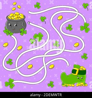 Labyrinth. Spiel für Kinder. Labyrinth-Rätsel. Arbeitsblatt zur Entwicklung von Schulungen. Puzzle für Kinder. Aktivitätsseite. Zeichentrickfigur. Farbvektor illustra Stock Vektor