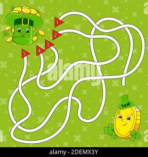 Labyrinth. Spiel für Kinder. Labyrinth-Rätsel. Arbeitsblatt zur Entwicklung von Schulungen. Puzzle für Kinder. Aktivitätsseite. Zeichentrickfigur. Farbvektor illustra Stock Vektor