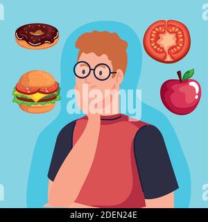 Mann denken über Fast Food Vektor-Design Stock Vektor