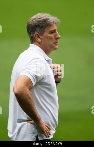 30. November 2020; Arena de Gremio, Porto Alegre, Brasilien; Brasilianische Serie A, Gremio gegen Goias; Gremio-Manager Renato GA&#xfa;Cho Stockfoto