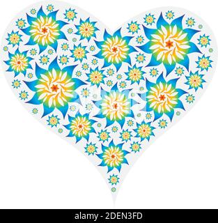 Big Heart Silhouette aus Regenbogen Farben Mandalas Stock Vektor