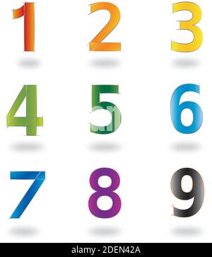 Satz von neun dekorativen Zahlen Ziffern für Logo-Design - Vektorsymbole und -Elemente Stock Vektor