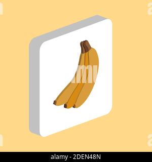 Einfaches Vektor-Symbol für Bananen. Illustration Symbol Design Vorlage für Web mobile UI-Element. Perfekte Farbe isometrisches Piktogramm auf 3d weißen Quadrat. Banane Stock Vektor