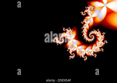Fraktal. Hintergrund. Hintergrund. Feuerblume, Ast, auf schwarzem Hintergrund Stockfoto