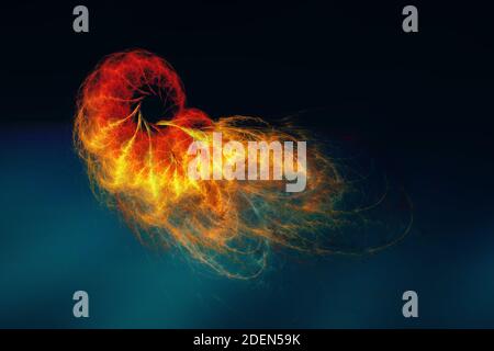 Abstraktes Bild des Feuers, ein Wirbelwind der Flamme, 3d Rendering Stockfoto