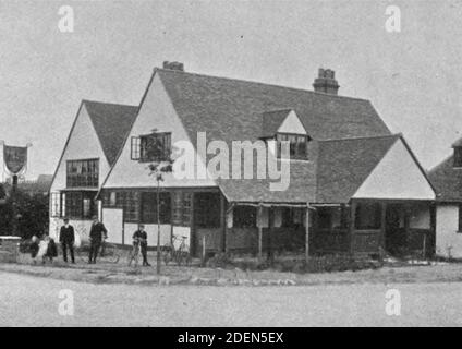 Vintage-Foto des Skittles Inn, Letchworth ein verlorenes Pub von England. Außenansicht. Stockfoto