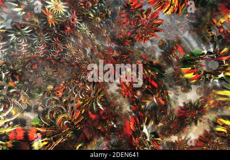 3d-Illustration, Bild von einem fantastischen Garten, Blumen Stockfoto